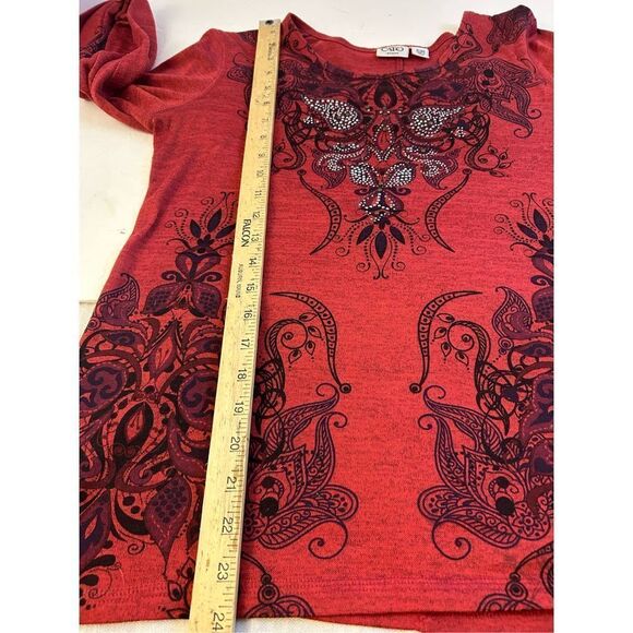 Cato woman 14-16w bling shirt red silver rn#37080 - Picture 8 of 9